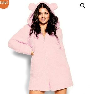 Fuzzy Pink Bear Onesie